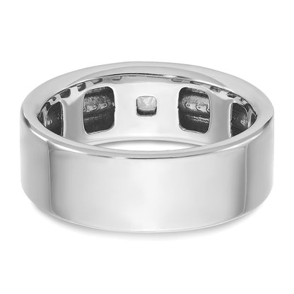 14k White Gold Men's Polished and Satin Diamond Ring Mounting