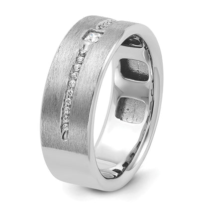 14k White Gold Men's Polished and Satin Diamond Ring Mounting