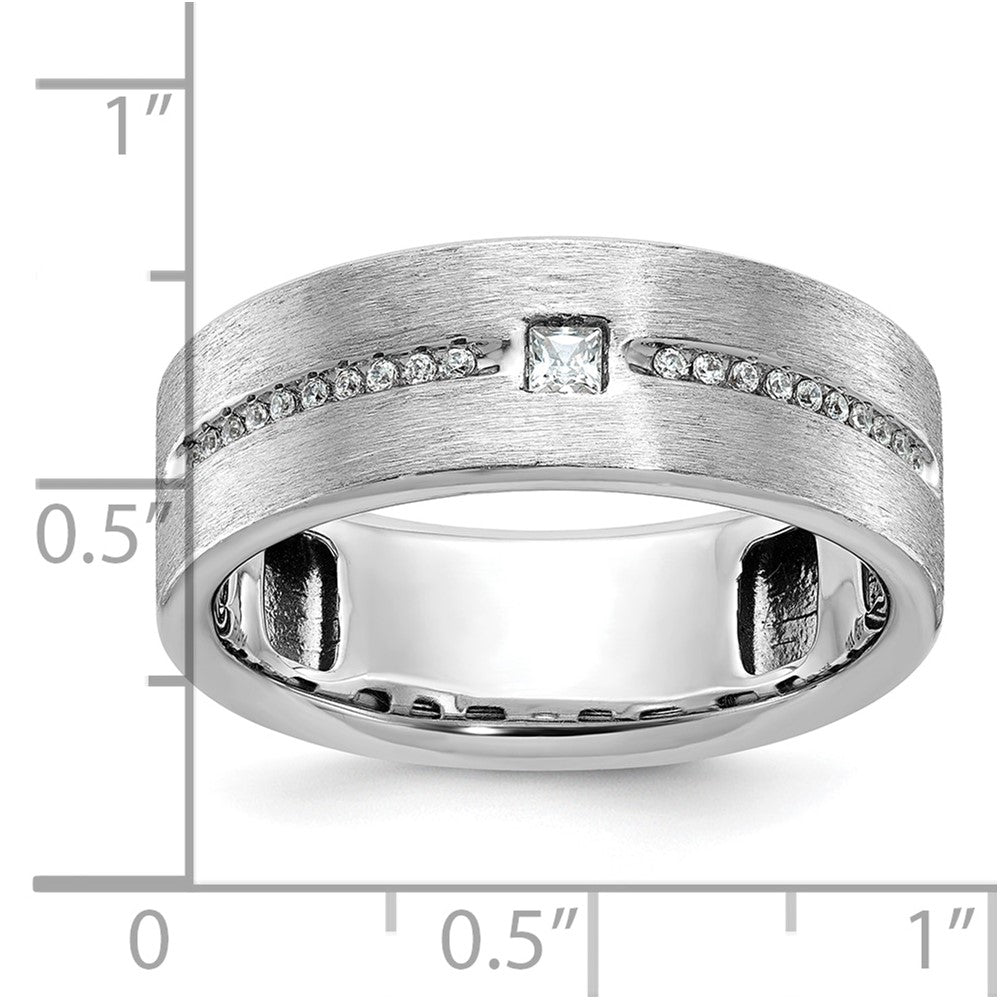 14k White Gold Men's Polished and Satin Diamond Ring Mounting