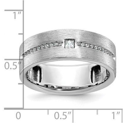14k White Gold Men's Polished and Satin Diamond Ring Mounting