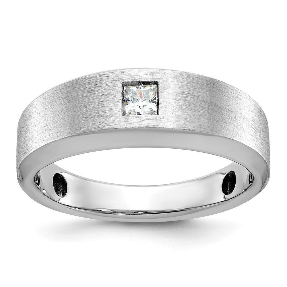 14k White Gold Men's Polished and Satin Diamond Ring Mounting