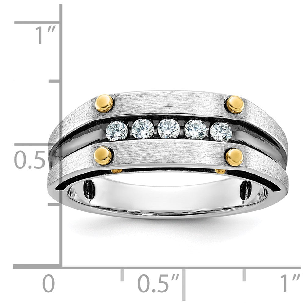 14k Two-tone Gold Men's Polished and Satin Diamond Ring Mounting