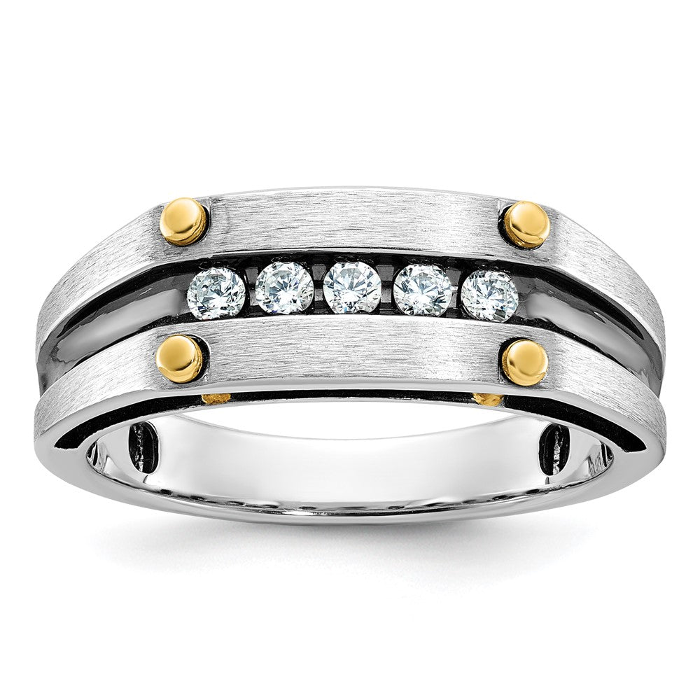 14k Two-tone Gold Men's Polished and Satin Diamond Ring Mounting