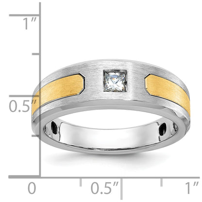 14k Two-tone Gold Men's Polished and Satin Diamond Ring Mounting