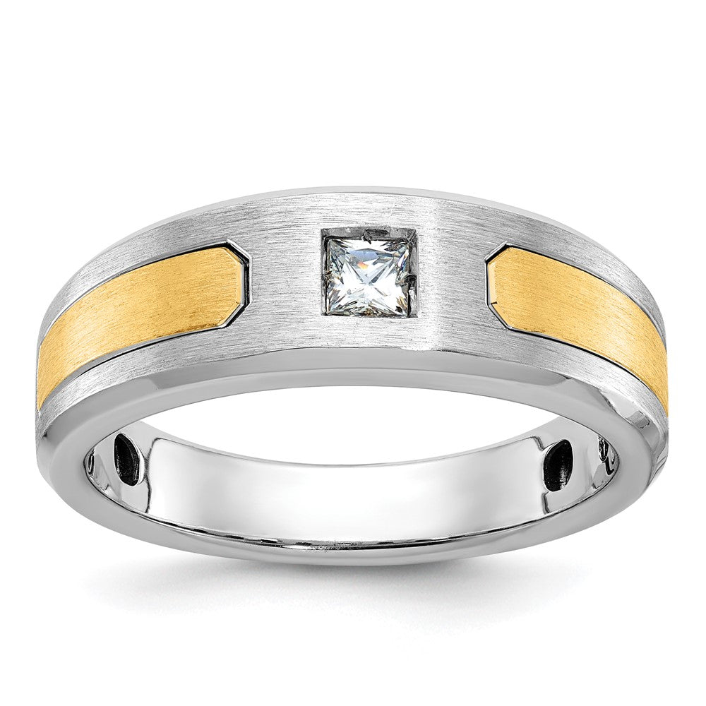 14k Two-tone Gold Men's Polished and Satin Diamond Ring Mounting