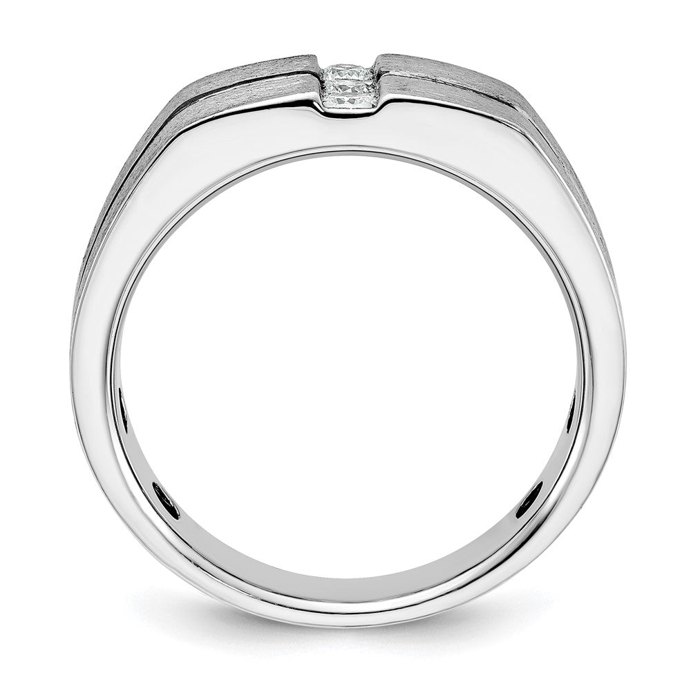 14k White Gold Men's Polished and Satin Diamond Ring Mounting