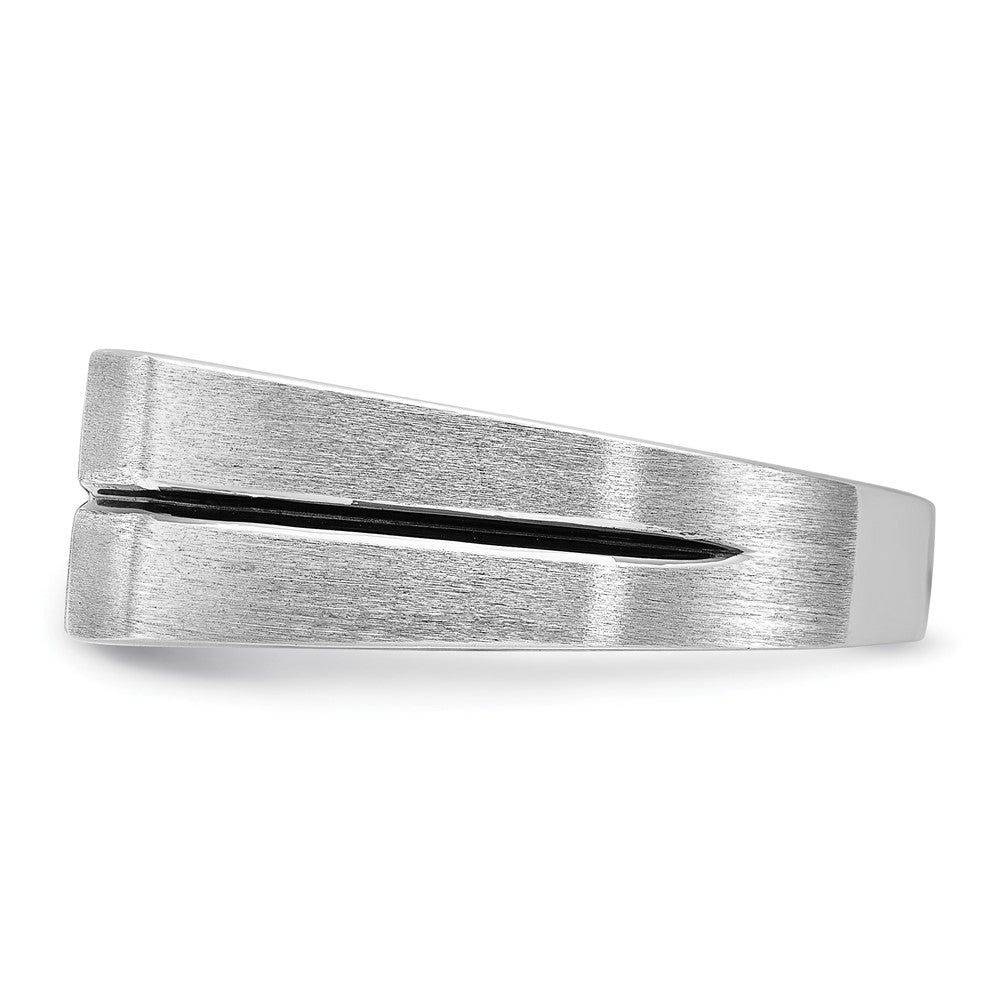 14k White Gold Men's Polished and Satin Diamond Ring Mounting