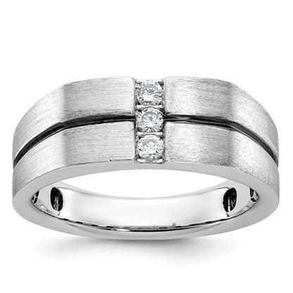 14k White Gold Men's Polished and Satin Diamond Ring Mounting