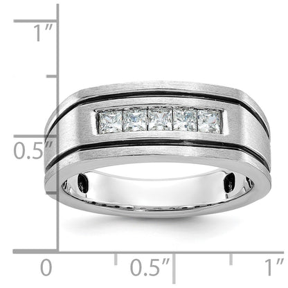 14k White Gold Men's Polished and Satin Diamond Ring Mounting