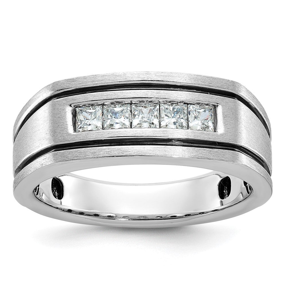 14k White Gold Men's Polished and Satin Diamond Ring Mounting