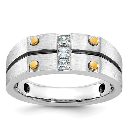 14k Two-tone Gold Men's Polished and Satin Diamond Ring Mounting