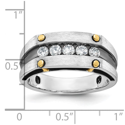 14k Two-tone Gold Men's Polished and Satin Diamond Ring Mounting