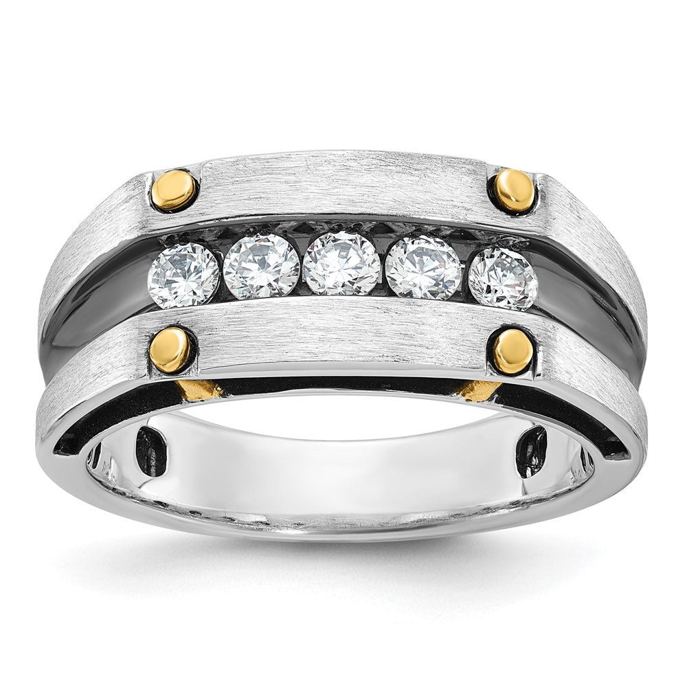 14k Two-tone Gold Men's Polished and Satin Diamond Ring Mounting