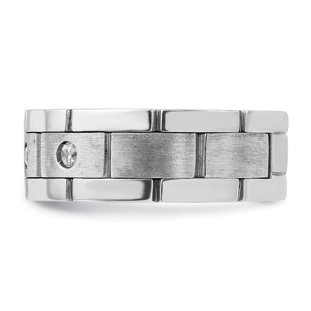 14k White Gold Men's Polished and Satin Diamond Ring Mounting