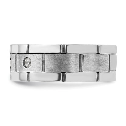 14k White Gold Men's Polished and Satin Diamond Ring Mounting
