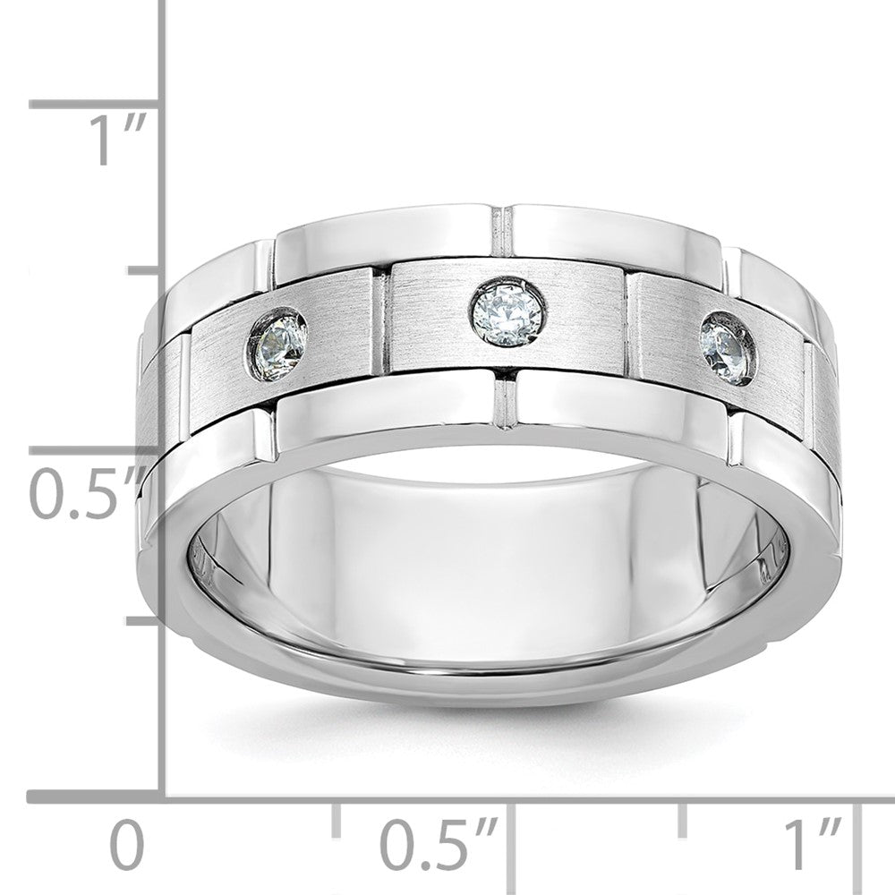 14k White Gold Men's Polished and Satin Diamond Ring Mounting
