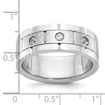 14k White Gold Men's Polished and Satin Diamond Ring Mounting