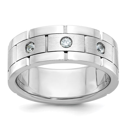 14k White Gold Men's Polished and Satin Diamond Ring Mounting