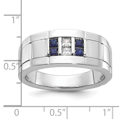 14k White Gold Men's Satin Sapphire/Diamond Ring Mounting
