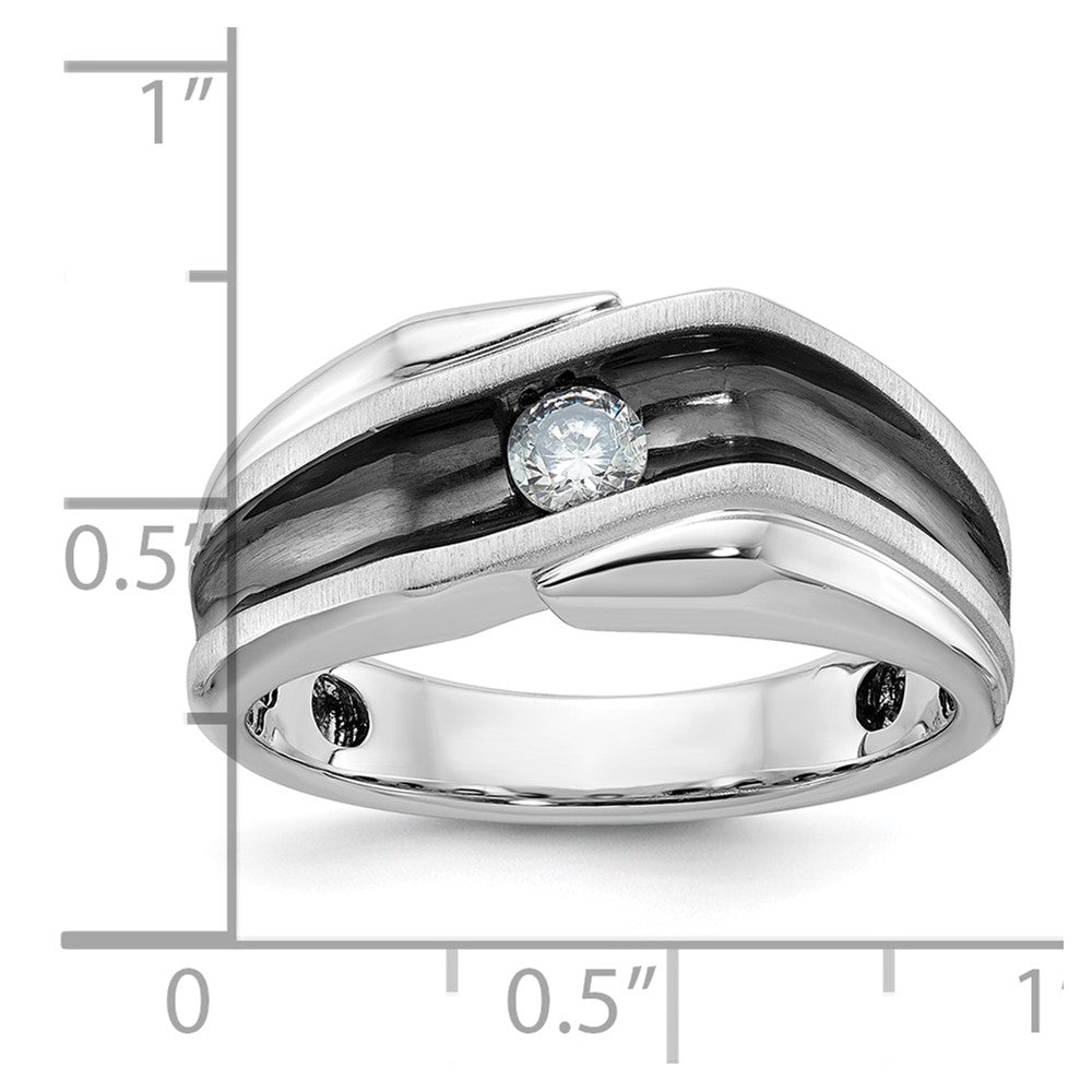 14k White Gold Men's Polished and Satin Diamond Ring Mounting