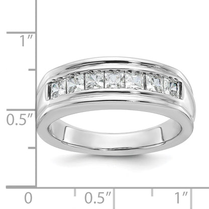 14k White Gold Men's 1 carat Square Diamond Complete Ring
