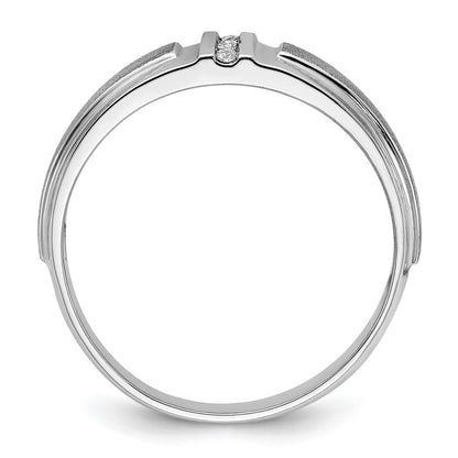 14k White Gold Men's Polished and Satin Diamond Ring Mounting