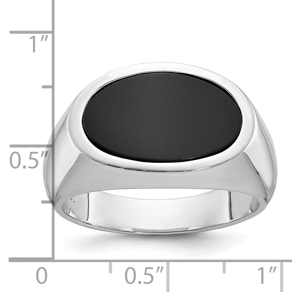 14k White Gold Men's East-West Oval Onyx Ring Mounting