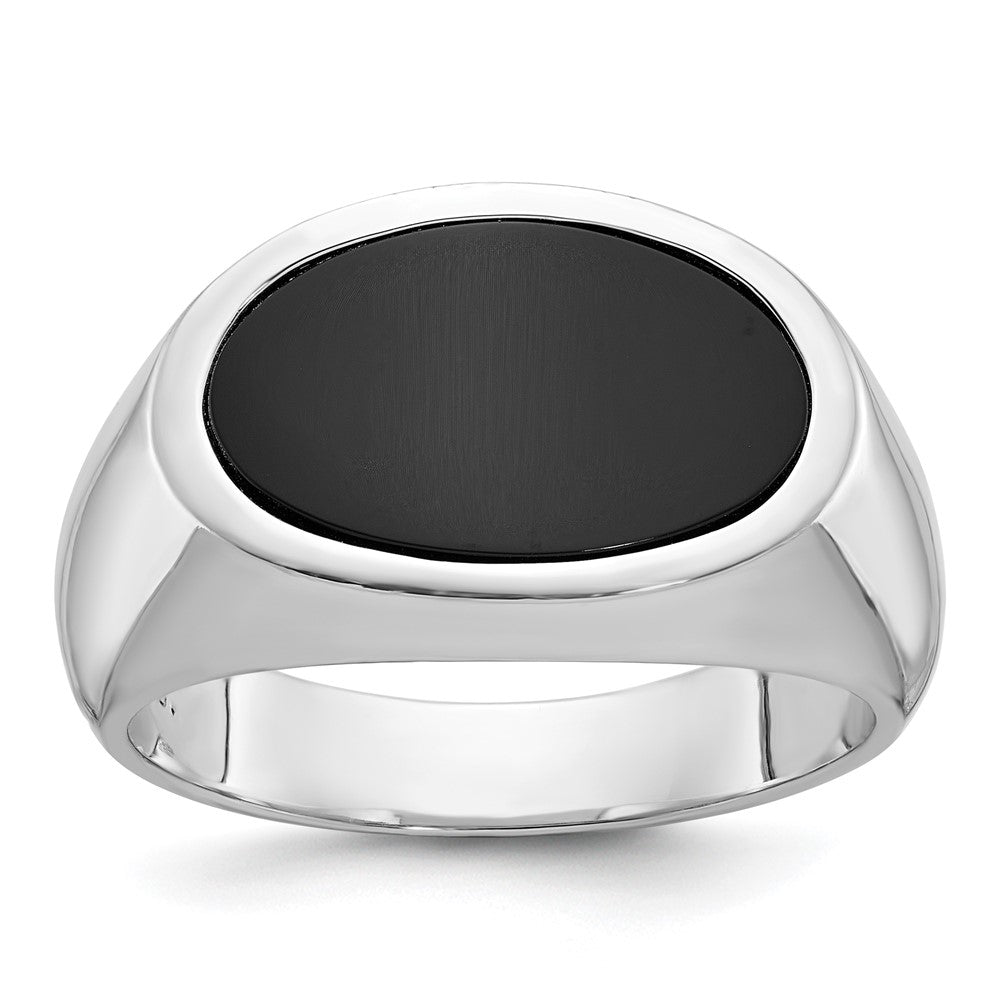 14k White Gold Men's East-West Oval Onyx Ring Mounting