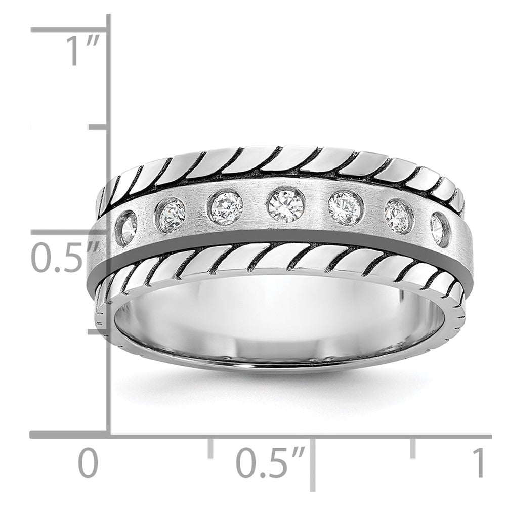 14k White Gold Men's Polished and Satin Diamond Ring Mounting