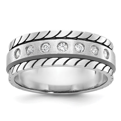 14k White Gold Men's Polished and Satin Diamond Ring Mounting