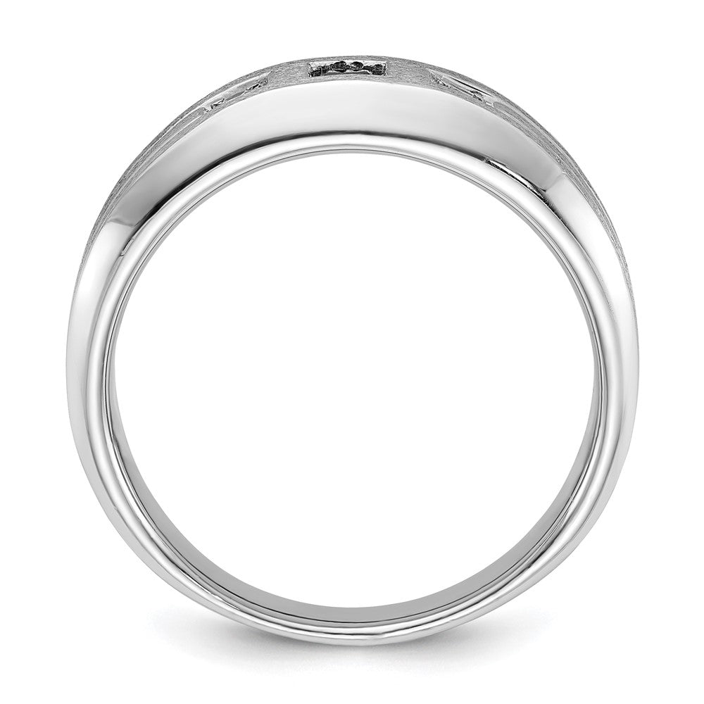 14k White Gold Men's Satin Lab Created Sapphire Diamond Ring Mounting