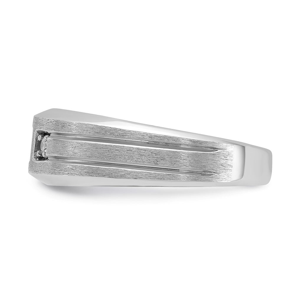 14k White Gold Men's Satin Lab Created Sapphire Diamond Ring Mounting