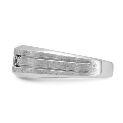 14k White Gold Men's Satin Lab Created Sapphire Diamond Ring Mounting