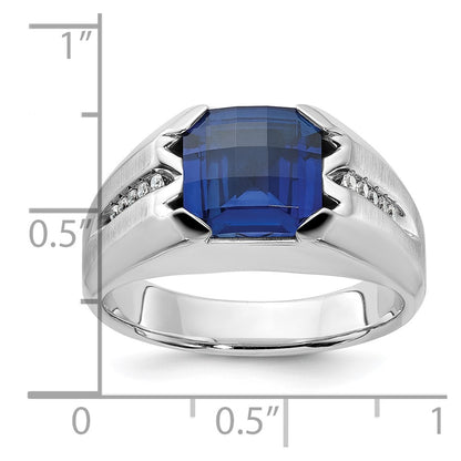 14k White Gold Men's Gemstone and Diamond Ring Mounting