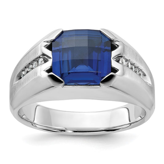 14k White Gold Men's Gemstone and Diamond Ring Mounting