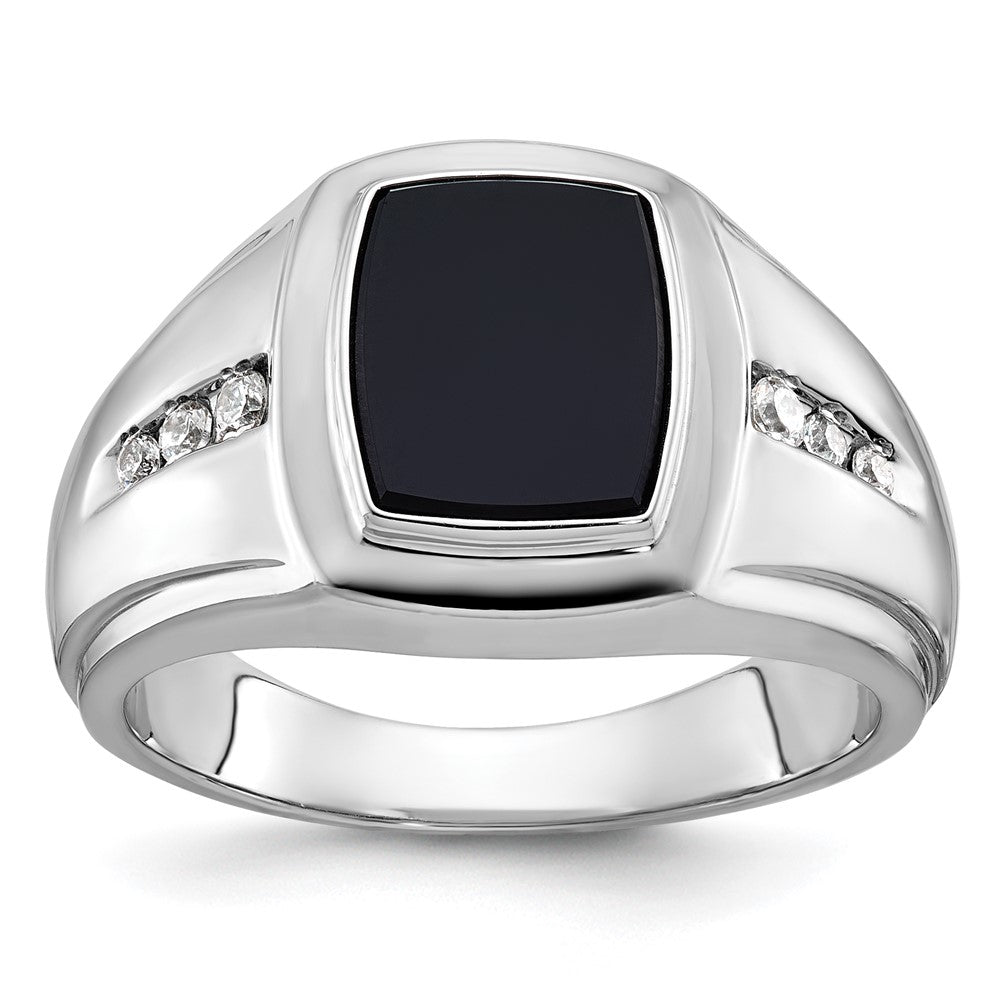 14k White Gold Men's Onyx and Diamond Ring Mounting