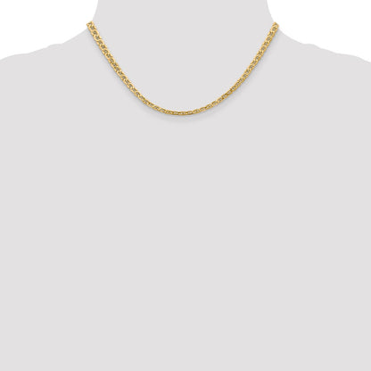 14K Yellow Gold 16 inch 4mm Semi-Solid Anchor with Lobster Clasp Chain Necklace