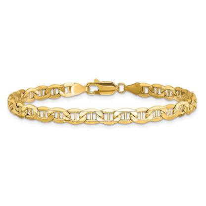14K Yellow Gold 7 inch 4.75mm Semi-Solid Anchor with Lobster Clasp Bracelet