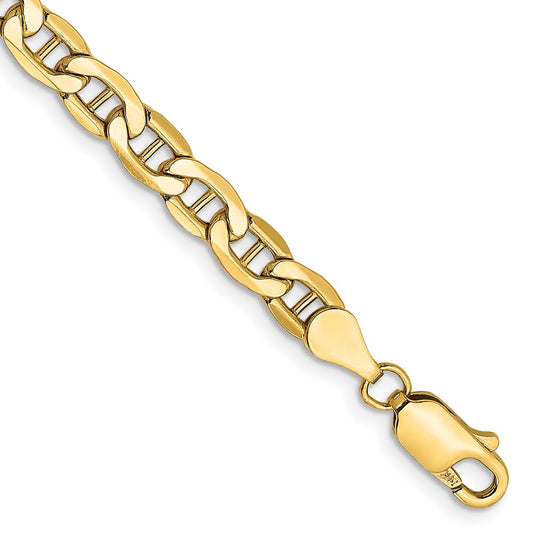 14K Yellow Gold 8 inch 4.75mm Semi-Solid Anchor with Lobster Clasp Bracelet