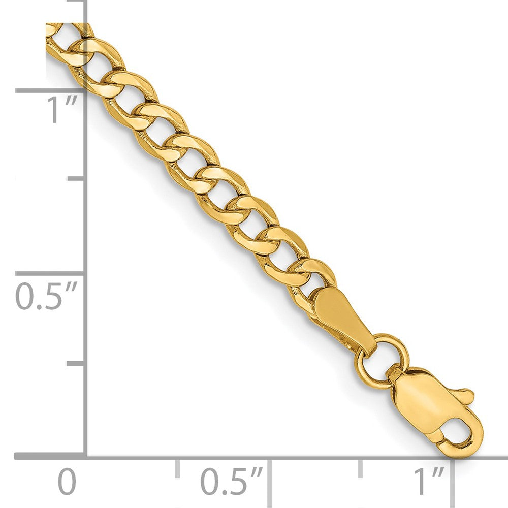 14K Yellow Gold 9 inch 3.35mm Semi-Solid Curb with Lobster Clasp Anklet