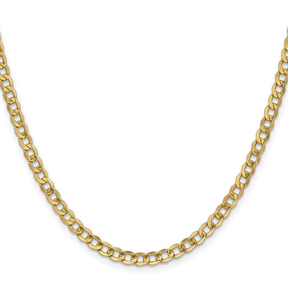 14K Yellow Gold 28 inch 4.3mm Semi-Solid Curb with Lobster Clasp Chain Necklace