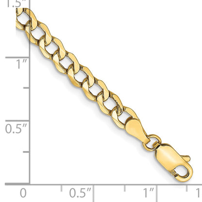 14K Yellow Gold 7 inch 4.3mm Semi-Solid Curb with Lobster Clasp Bracelet