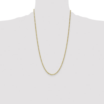 14K Yellow Gold 26 inch 2.5mm Semi-Solid Figaro with Lobster Clasp Chain Necklace