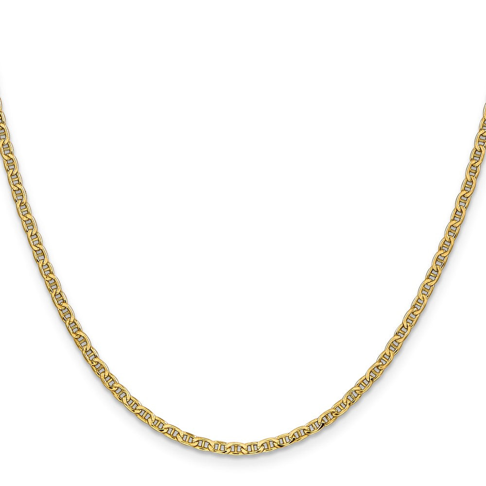 14K Yellow Gold 26 inch 2.4mm Semi-Solid Anchor with Spring Ring Clasp Chain Necklace