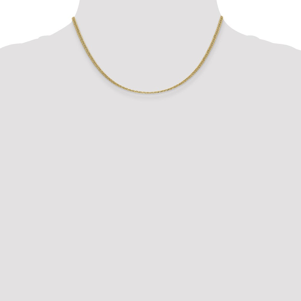 14K Yellow Gold 16 inch 2.4mm Semi-Solid Anchor with Spring Ring Clasp Chain Necklace