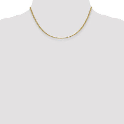 14K Yellow Gold 16 inch 2.4mm Semi-Solid Anchor with Spring Ring Clasp Chain Necklace