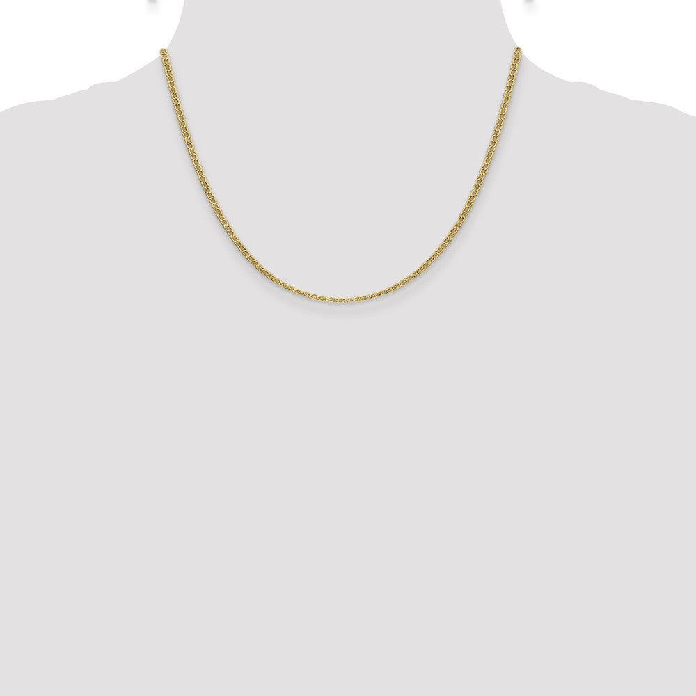 14K Yellow Gold 18 inch 2.4mm Semi-Solid Anchor with Spring Ring Clasp Chain Necklace