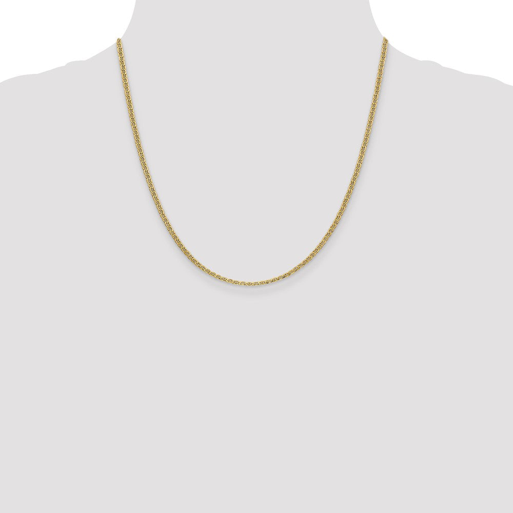 14K Yellow Gold 20 inch 2.4mm Semi-Solid Anchor with Spring Ring Clasp Chain Necklace
