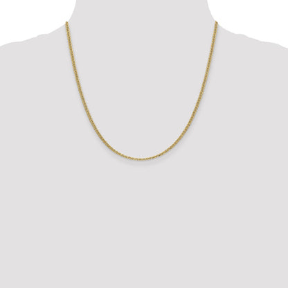 14K Yellow Gold 20 inch 2.4mm Semi-Solid Anchor with Spring Ring Clasp Chain Necklace