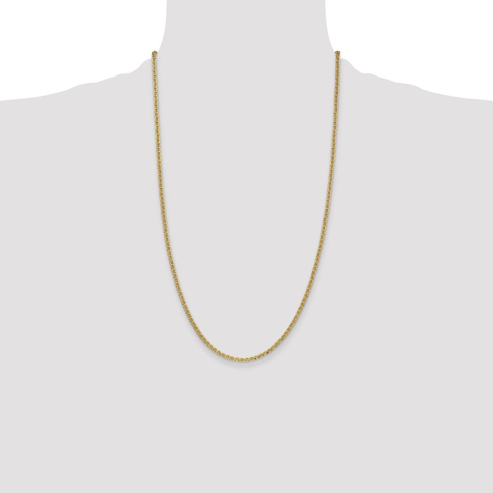 14K Yellow Gold 26 inch 2.4mm Semi-Solid Anchor with Spring Ring Clasp Chain Necklace